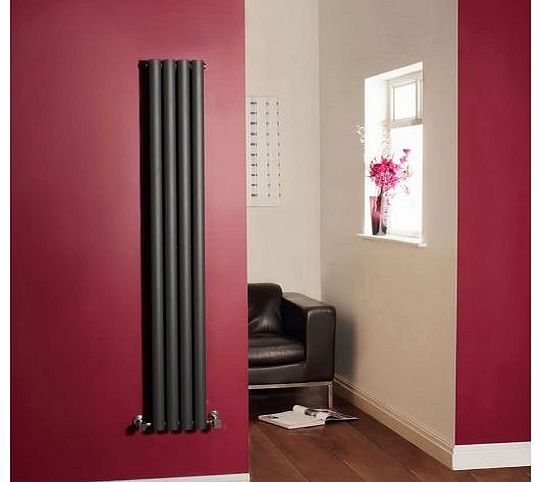 Milano Aruba - Anthracite Narrow Vertical Designer Radiator 1600mm x 236mm Double Panel - Oval Vertical Column Rad - Luxury Central Heating Radiators Fixing Brackets included - 15 YEAR GUARANTEE!