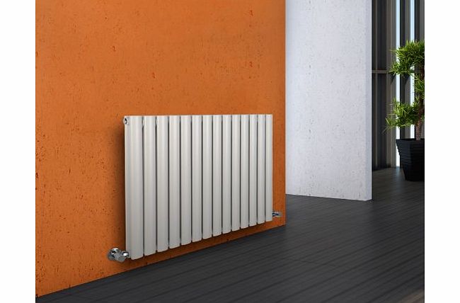 Aruba - Luxury White Horizontal Designer Double Radiator 635mm x 834mm - Double Panel Oval Vertical Column Rad - Luxury Central Heating Radiators - Fixing Brackets included - 15 YEAR GUARANTEE