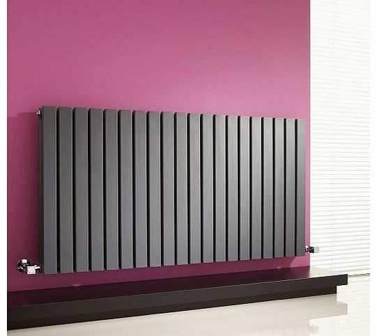 Capri - Anthracite Horizontal Flat Panel Designer Radiator 635mm x 1180mm - Double Flat Panel Vertical Column Rad - Luxury Central Heating Radiators - Fixing Brackets included - 15 YEAR GUARANT