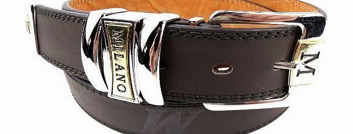 Milano Mens Brown Leather Belt Designed By Milano 2757 - 28`` - 32``