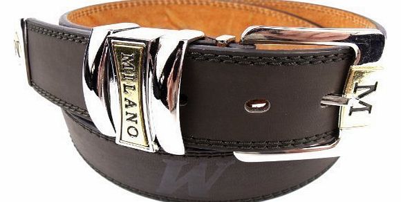 Milano Mens Brown Leather Belt Designed By Milano 2757 - 36`` - 40``