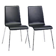Milano Pair of Leather Dining Chairs, Black