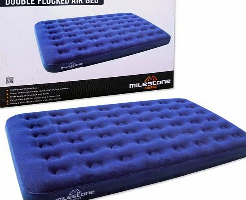 Milestone Camping Double Flocked Airbed - Blue