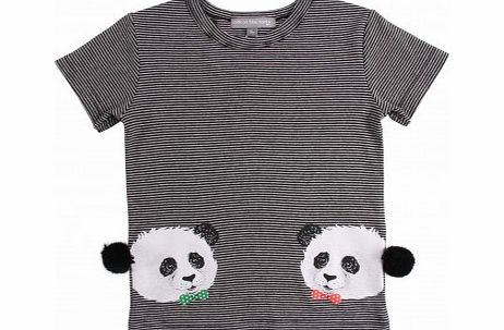 Panda Twins striped T-Shirt Noir `2 years,4