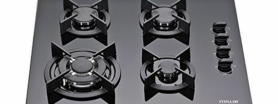 Millar  GH6041XEB 60cm Built-in 4 Burner Gas on Glass Hob / Cooker / Cooktop with FFD