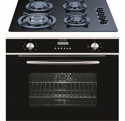 Set of MILLAR 56L Electric Built-in Fan Oven with Rotisserie & 4 Burner Gas Hob