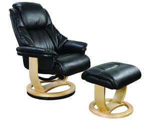 black recliner and footstool