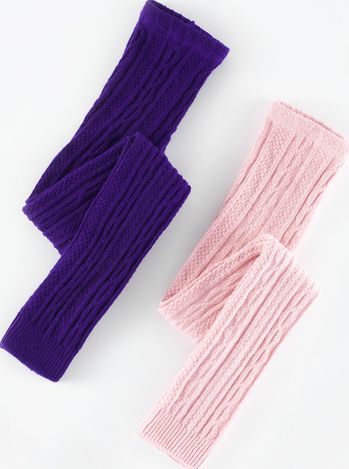 Mini Boden, 1669[^]35004720 2 Pack Cable Footless Tights Deep Purple/Blush