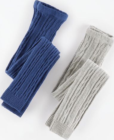 Mini Boden, 1669[^]35004639 2 Pack Cable Footless Tights Grey Marl/Soft Navy