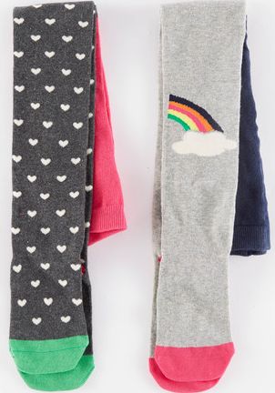 Mini Boden, 1669[^]35004407 2 Pack Patterned Tights Rainbow/Hearts Mini