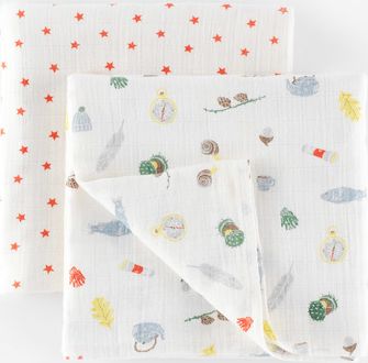 Mini Boden, 1669[^]34987545 2 Pack Soft Muslin Blankets Baby Camping/Sunset