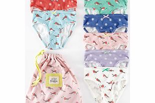 Mini Boden 7 Pack Pants, Robins/Snowflakes Pack,Rosy Dot