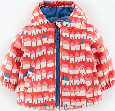 Mini Boden, 1669[^]34960054 Baby Fleece Lined Mac Washed Red Huts/Coastal