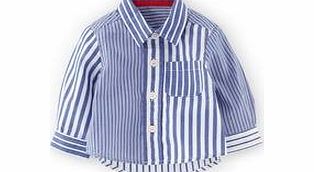 Mini Boden Baby Laundered Shirt, Reef/Ecru Stripe,Navy