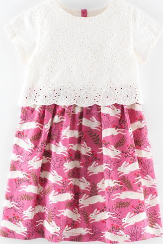 Mini Boden, 1669[^]34911438 Broderie Dress Pink Fondant Country Hare Mini