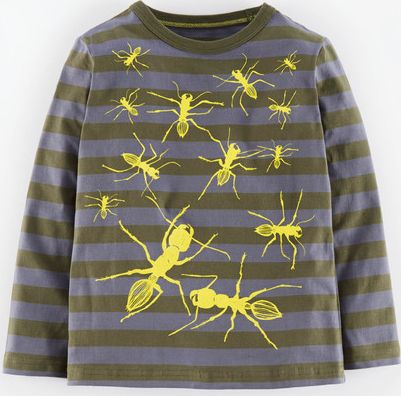 Mini Boden, 1669[^]34962068 Bug Print T-shirt Dark Khaki/Ants Mini Boden,