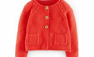 Mini Boden Cable Cardigan, Hot Coral,Oatmeal Marl,Soft Navy