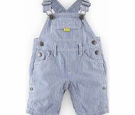 Mini Boden Classic Roll-up Dungarees, Navy Ticking,Stone