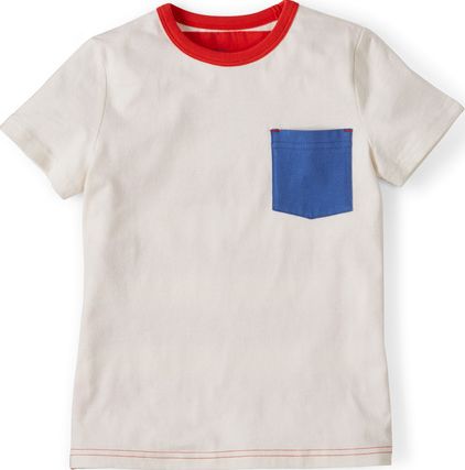 Mini Boden, 1669[^]34705350 Colourblock T-shirt Ecru/Flame Stripe Mini