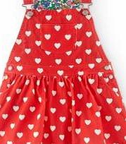 Mini Boden Cord Dungaree Dress, Bright Coral Sweetheart