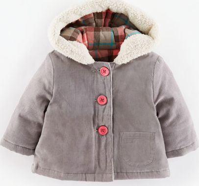 Mini Boden, 1669[^]35131812 Cosy Lined Cord Jacket Elephant Grey/Red Check