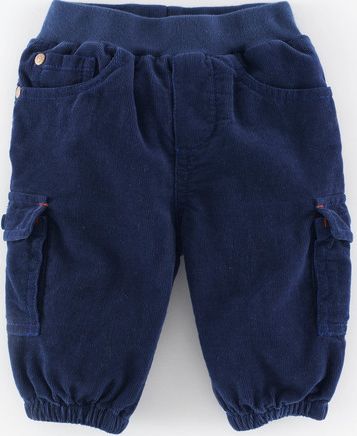 Mini Boden Cosy Lined Cord Trousers Utility Blue Mini