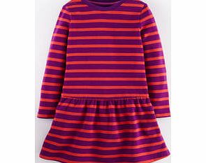 Mini Boden Cosy Sweatshirt Dress, Bright Coral Stripe
