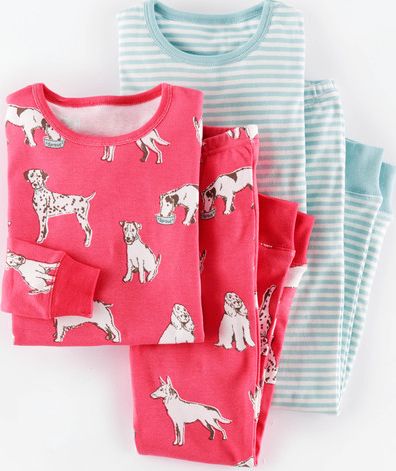 Mini Boden Cosy Twin Pack Long Johns Light Coral Woof Mini