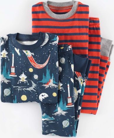 Mini Boden Cosy Twin Pack Long Johns Storm Rockets/Flame