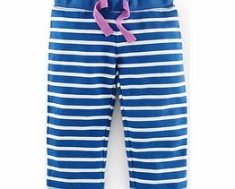 Mini Boden Cropped Sweatpants, Blue/Ecru Stripe,Coconut