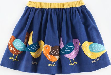 Mini Boden, 1669[^]34911982 Decorative Skirt Navy Birds Mini Boden, Navy