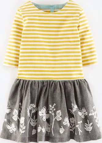 Mini Boden, 1669[^]34911784 Embroidered T-shirt Dress Honey Stripe Mini