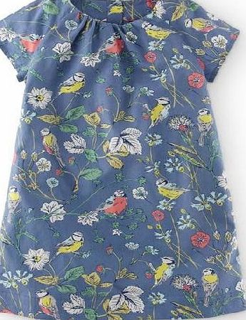 Mini Boden Fun Printed Dress Regatta Blue Garden Birds Mini