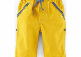 Mini Boden Fun Roll-up Trousers, Yellow,Multi Check,Tennis