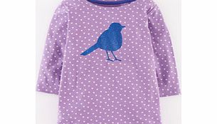Glittery Graphic T-shirt, Dusty Purple Bird,Grey