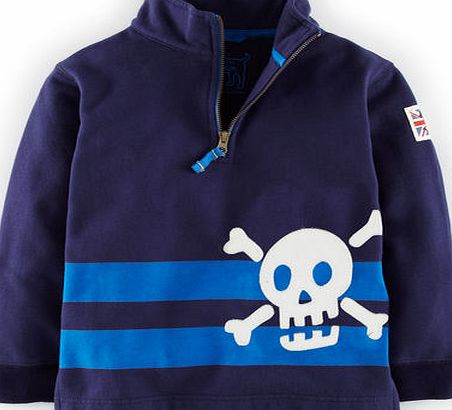 Mini Boden Half Zip Sweatshirt, Navy Skull 34518316