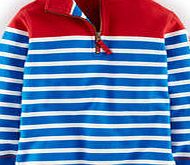Mini Boden Half Zip Sweatshirt, Red/Paradise Blue Stripe
