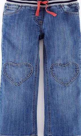 Mini Boden Heart Patch Trousers, Denim 34477935