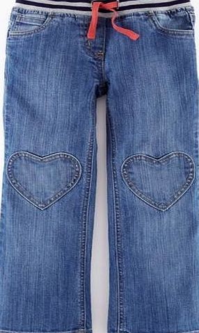 Mini Boden Heart Patch Trousers, Denim 34477976