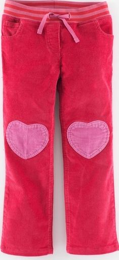 Mini Boden Heart Patch Trousers Raspberry Cord Mini Boden,