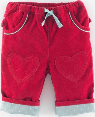 Mini Boden Heart Patch Trousers Raspberry/Powder Blue Spot