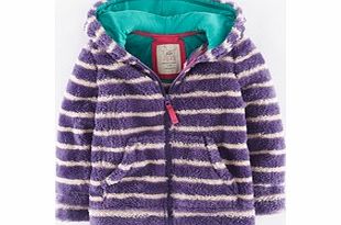 Mini Boden Hooded Teddy Zip Through, Violet Stripe,Bright