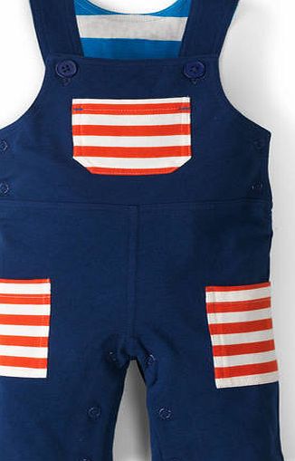 Mini Boden Hotchpotch Jersey Dungarees Navy/Flame Red