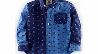 Mini Boden Hotchpotch Shirt, Navy/Sail Blue Stars,Reef/Ecru