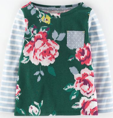 Mini Boden, 1669[^]34967026 Hotchpotch T-shirt Forest Green Painted Rose