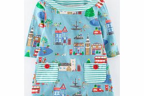 Mini Boden Jersey Printed Tunic, Duck Egg Christmas Town