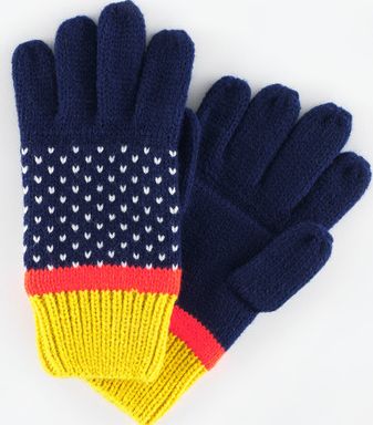 Mini Boden, 1669[^]34957647 Knitted Gloves Navy/Birdseye Mini Boden,