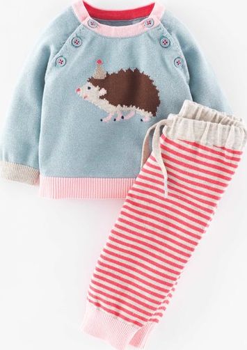 Mini Boden, 1669[^]35130970 Knitted Play Set Powder Blue/Party Hedgehog Mini