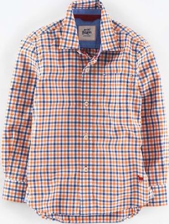 Mini Boden, 1669[^]34932186 Laundered Shirt Marine/Orange Check Mini Boden,
