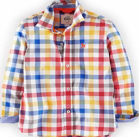 Mini Boden Laundered Shirt, Yellow Multi Gingham 34558106